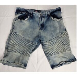 Phat Farm Denim Shorts Stretch Distressed Blue Jean Shorts Tag 36 (33) Y2K Urban